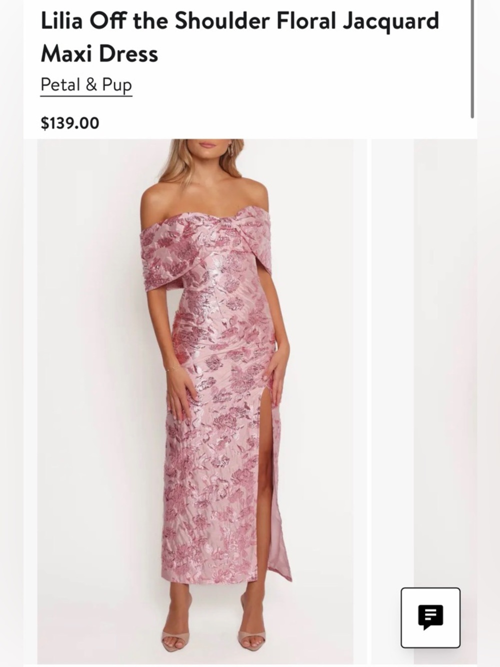 Petal & Pup Pink Off-the-Shoulder Floral Jacquard Maxi Dress